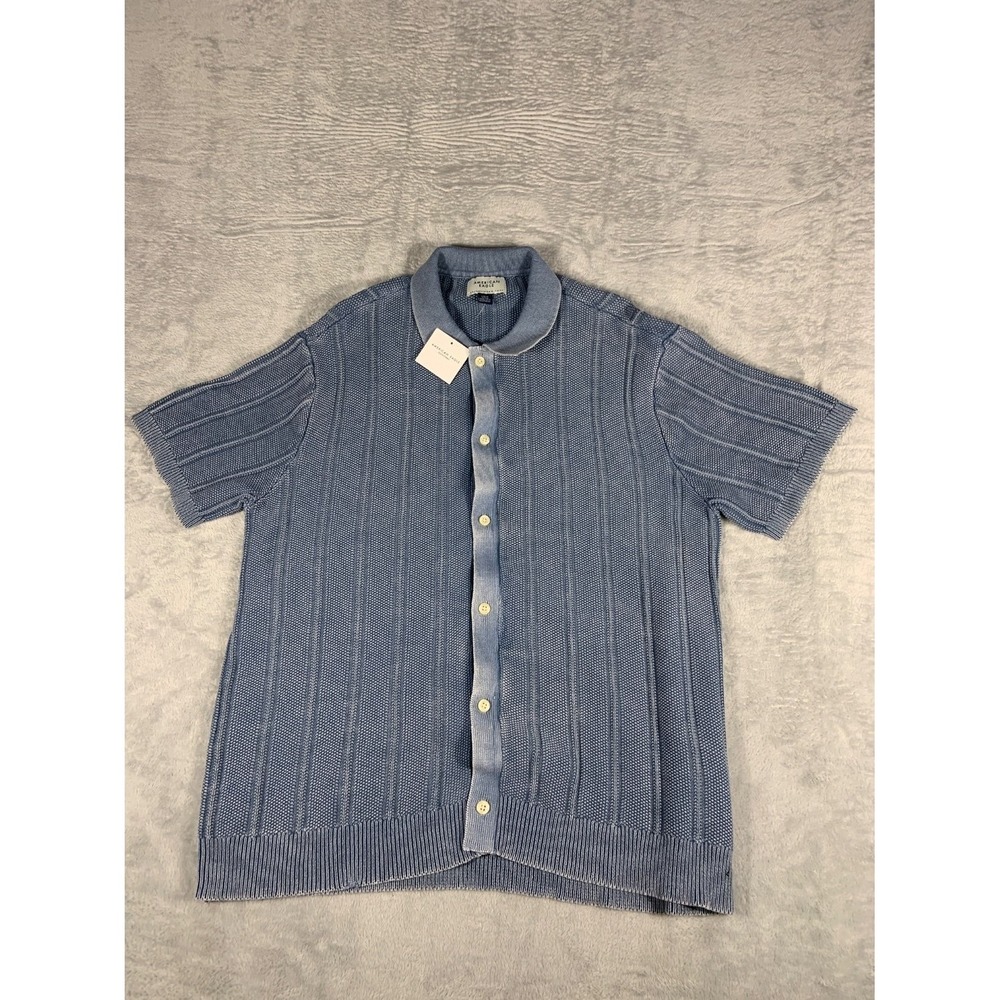 American Eagle Mens L Blue Button-Up NWT Full Button Front Shirt Short Sleeve